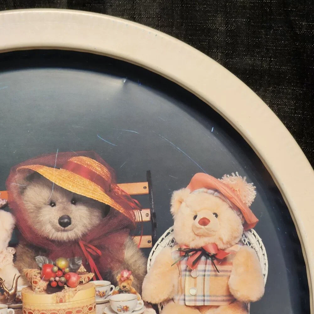 Teddy Bear Round Tin Tray - VTG